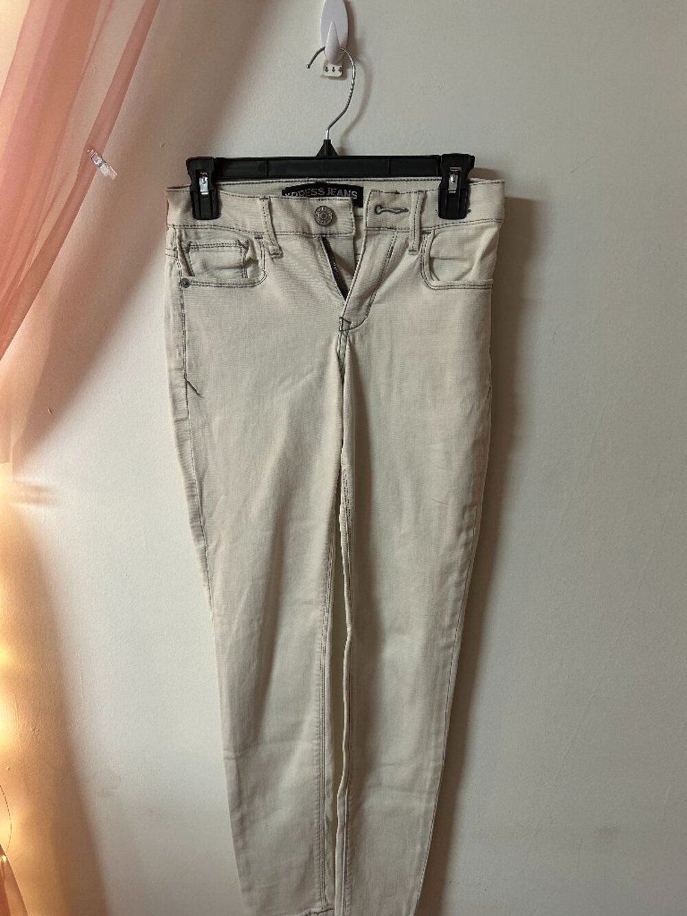 Express Ultimate Stretch Mid-Rise Legging Jeans | Cream | Size 0